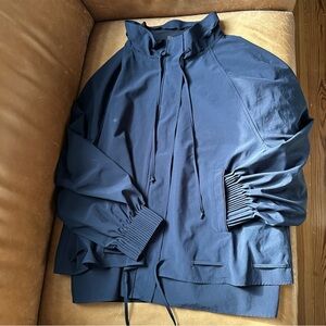 Kobi Halperin Traci midnight blue navy sporty jacket bomber street style luxe